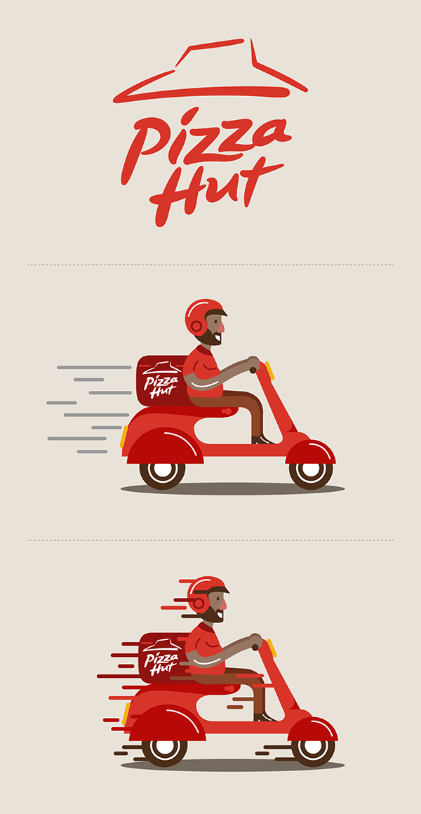 pizza hut delivery character design on behance