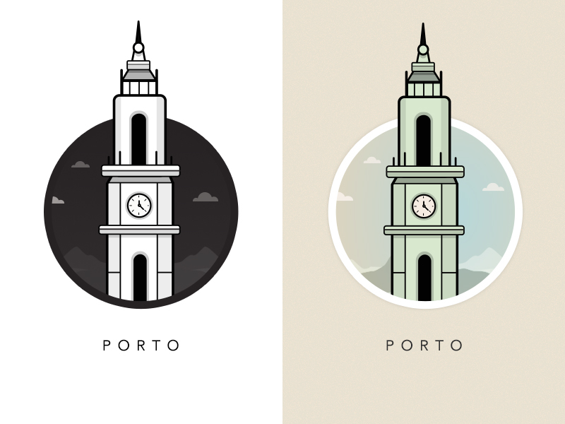 Famous Landmarks - la tour des Clercs - Porto - Portugal - illustrations de monuments célèbres européens par Al Power - Article inspiration Illustration - Studio Karma - Graphiste Freelance